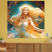 Virgo Star Sign Goddess, Celestial Being, Zodiac Canvas Afdruk (Insitu (Woonkamer))