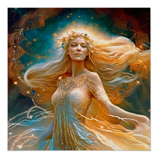 Virgo Star Sign Goddess, Celestial Being, Zodiac Perfect Poster (Voorkant)