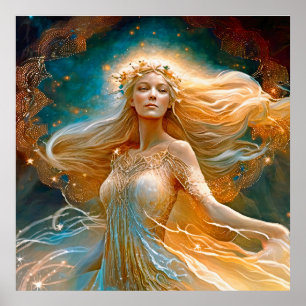 Virgo Star Sign Goddess, Celestial Being, Zodiac Poster