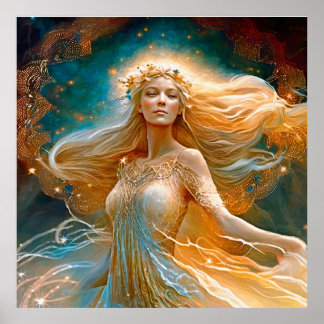 Virgo Star Sign Goddess, Celestial Being, Zodiac Poster