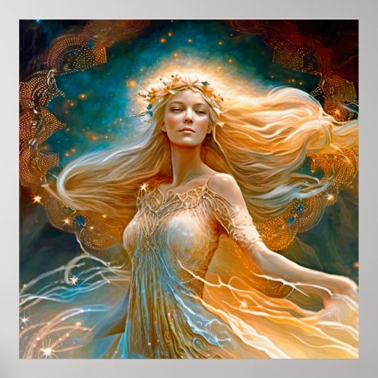 Virgo Star Sign Goddess, Celestial Being, Zodiac Poster (Voorkant)