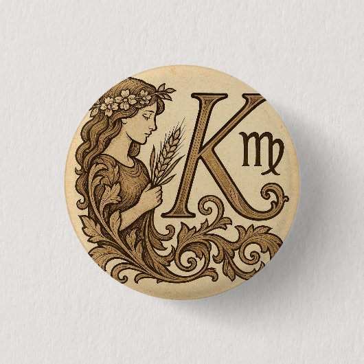 Virgo sterrenbeeld (K) Badge Ronde Button 3,2 Cm (Voorkant)