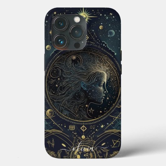 Virgo sterrenbeeld zwart en goud Case-Mate iPhone Case (Achterkant)