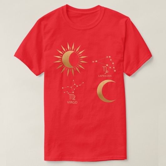 Virgo Sun-Capricorn Moon Zodiac T-shirt (Design voorkant)