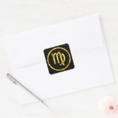 Virgo Sun Sign Black Cirkel Hammered Gold Kijk uit Vierkante Sticker (Envelop)