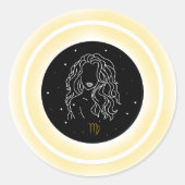 Virgo Symbol – Minimal Astrology Emblem Ronde Sticker (Voorkant)