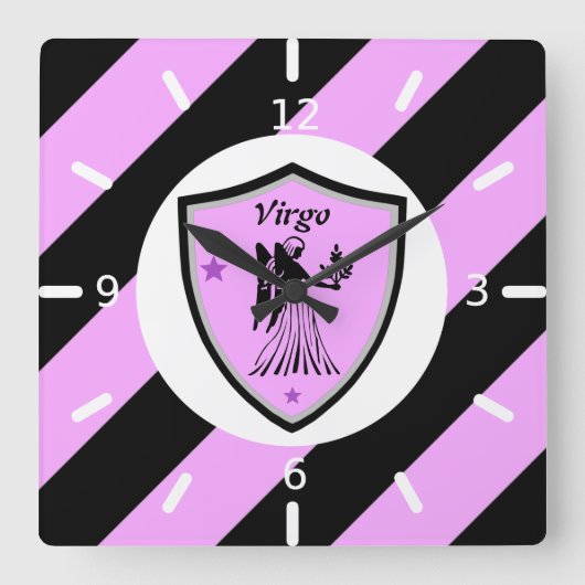 Virgo-symbool vierkante klok (Voorkant)