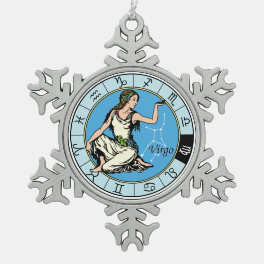 virgo tin sneeuwvlok ornament (Voorkant)