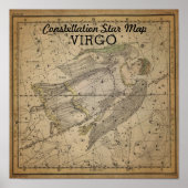 Virgo Virgin Constellation Star Map Bootes Sept Poster (Voorkant)