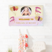 Virgo Watercolor 1st Birthday Photo Sign Spandoek (Insitu)