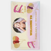 Virgo Watercolor 1st Birthday Photo Sign Spandoek (Verticaal)