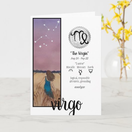 Virgo Wenskaart Kaart (Gele Bloem)