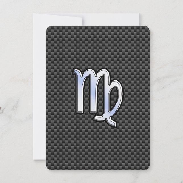 Virgo Zodiab Sign on Charcoal Carbon Fiber Print (Voorkant)