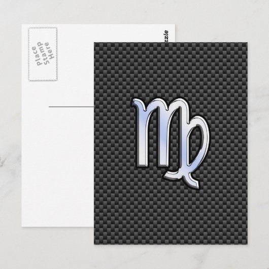 Virgo Zodiab Sign on Charcoal Carbon Fiber Print Briefkaart (Voorkant / Achterkant)
