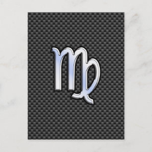 Virgo Zodiab Sign on Charcoal Carbon Fiber Print Briefkaart