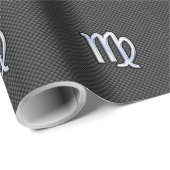 Virgo Zodiab Sign on Charcoal Carbon Fiber Print Cadeaupapier (Rol Hoek)