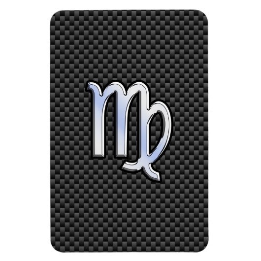 Virgo Zodiab Sign on Charcoal Carbon Fiber Print Magneet (Verticaal)