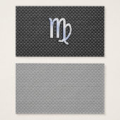 Virgo Zodiab Sign on Charcoal Carbon Fiber Print Visitekaartjes (Voorkant /achterkant)