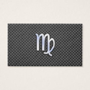 Virgo Zodiab Sign on Charcoal Carbon Fiber Print Visitekaartjes