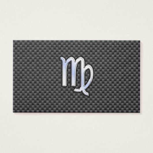 Virgo Zodiab Sign on Charcoal Carbon Fiber Print Visitekaartjes (Voorkant)