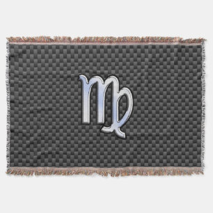 Virgo Zodiab Sign on Charcoal Carbon Fiber Style Deken