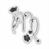Virgo zodiabetische tekenbloem zwarte chic modern sticker (Voorkant)