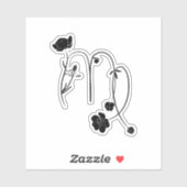 Virgo zodiabetische tekenbloem zwarte chic modern sticker (Vel)