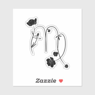 Virgo zodiabetische tekenbloem zwarte chic modern sticker