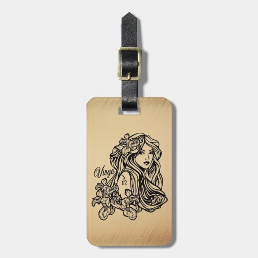 Virgo Zodiac Antiek look Bagagelabel (Voorkant verticaal)