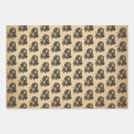 Virgo Zodiac Antiek look Inpakpapier Vel (Voorkant 3)