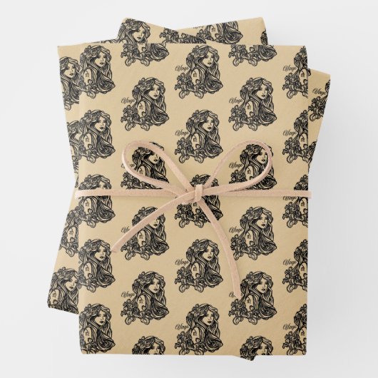 Virgo Zodiac Antiek look Inpakpapier Vel (In situ)