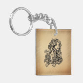 Virgo Zodiac Antiek look Sleutelhanger (Voorkant Links)