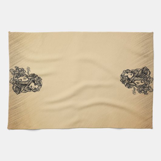 Virgo Zodiac Antiek look Theedoek (Horizontaal)