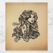 Virgo Zodiac Antiek look Wijn Etiket (Enkel label)