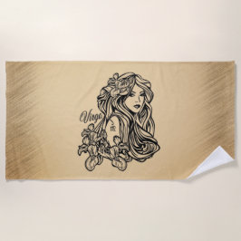 Virgo Zodiac Antiek Personal Text in Spine Strandlaken