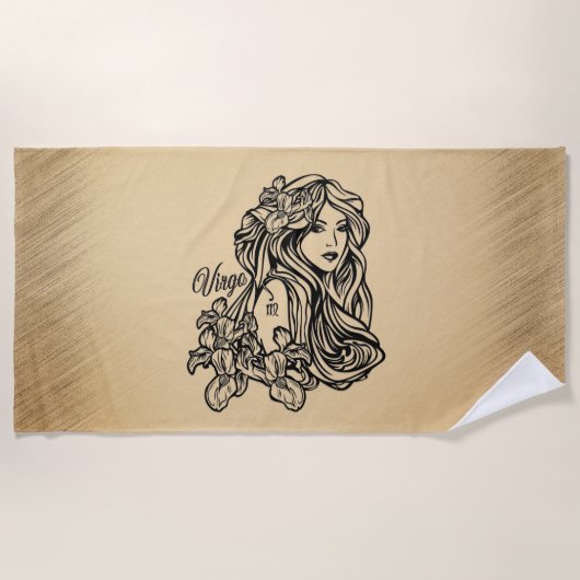 Virgo Zodiac Antiek Personal Text in Spine Strandlaken (Voorkant)
