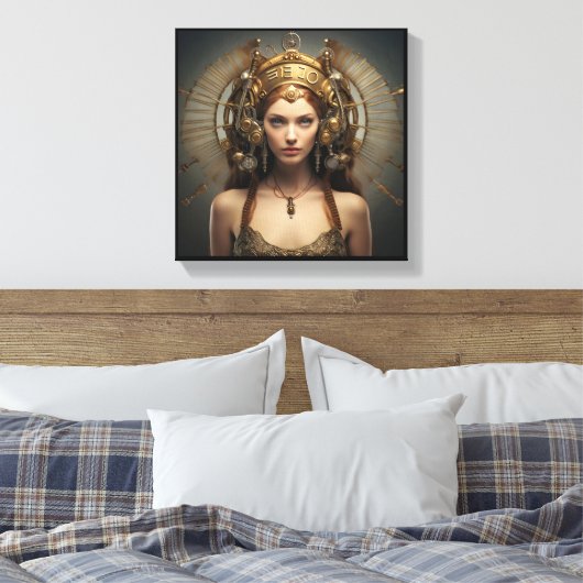 Virgo Zodiac Art Canvas – Mechanica Astral (Insitu (Slaapkamer))