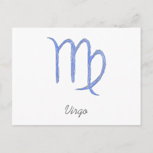 Virgo. Zodiac Astrological Sign. Blauw. Briefkaart