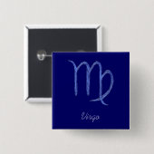 Virgo. Zodiac Astrological Sign. Blauw. Vierkante Button 5,1 Cm (Voorkant /achterkant)