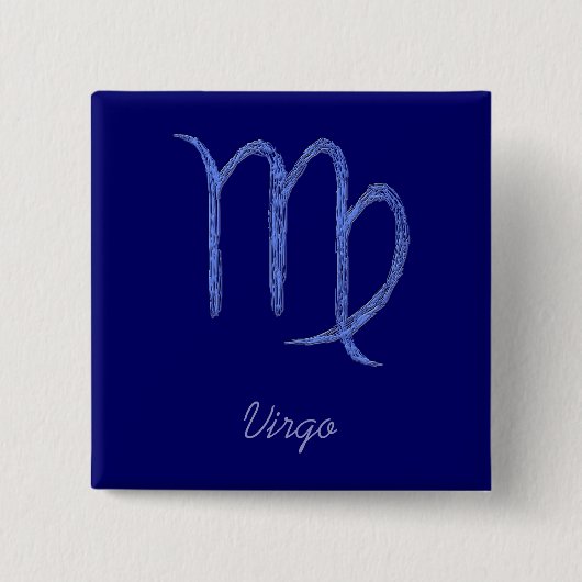 Virgo. Zodiac Astrological Sign. Blauw. Vierkante Button 5,1 Cm (Voorkant)