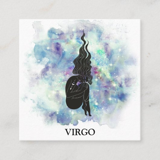 *~* VIRGO Zodiac Astrology Readings Blauwgroen + B Vierkante Visitekaartje (Voorkant)
