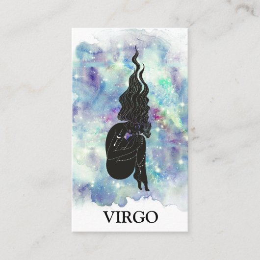 *~* VIRGO Zodiac Astrology Readted Blue Blauwgroen Visitekaartje (Voorkant)