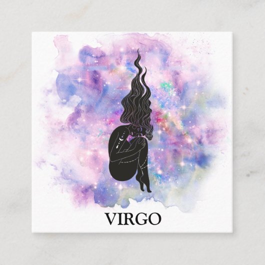 *~* VIRGO Zodiac Astrology Readted Pink Blue Vierkante Visitekaartje (Voorkant)