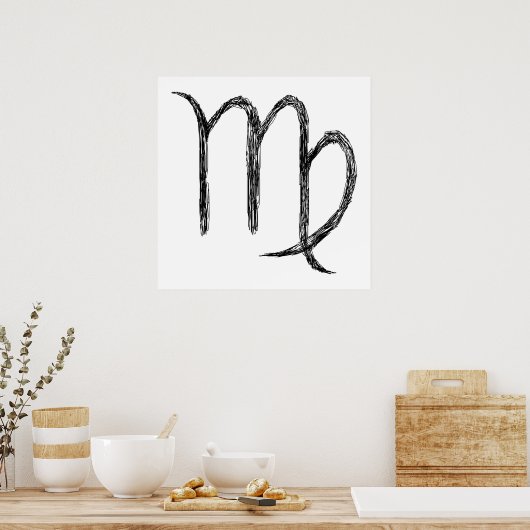 Virgo. Zodiac Astrology Sign. Black. Poster (Keuken)