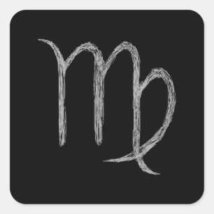Virgo. Zodiac Astrology Sign. Black. Vierkante Sticker