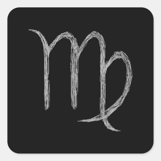 Virgo. Zodiac Astrology Sign. Black. Vierkante Sticker (Voorkant)