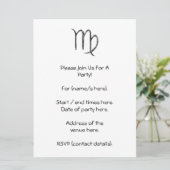 Virgo. Zodiac Astrology Sign. Zwart. Kaart (Staand voorkant)