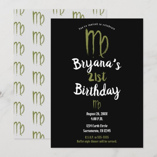 VIRGO Zodiac August Birthday Astrology Kaart (Voorkant / Achterkant)