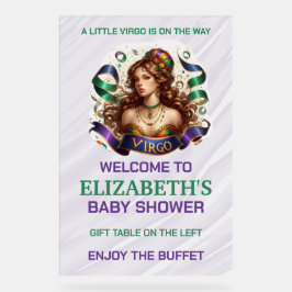 Virgo Zodiac Baby Shower Lavender and Green Acryl Bord