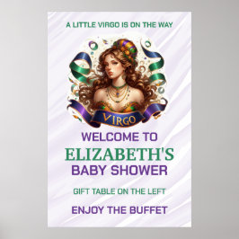 Virgo Zodiac Baby Shower Lavender and Green Poster